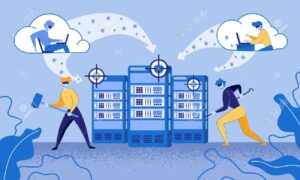 Cartoon Thieves in Mask Damage Datacenter Server - Coloware